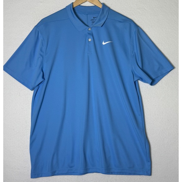 Nike Golf Dri Fit Mens Size Large Blue Polo Shirt Performance Activewear - Picture 1 of 7